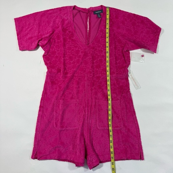 New ModCloth Beach Chaser Velour Romper Sweet Berry Pink - Picture 7 of 9